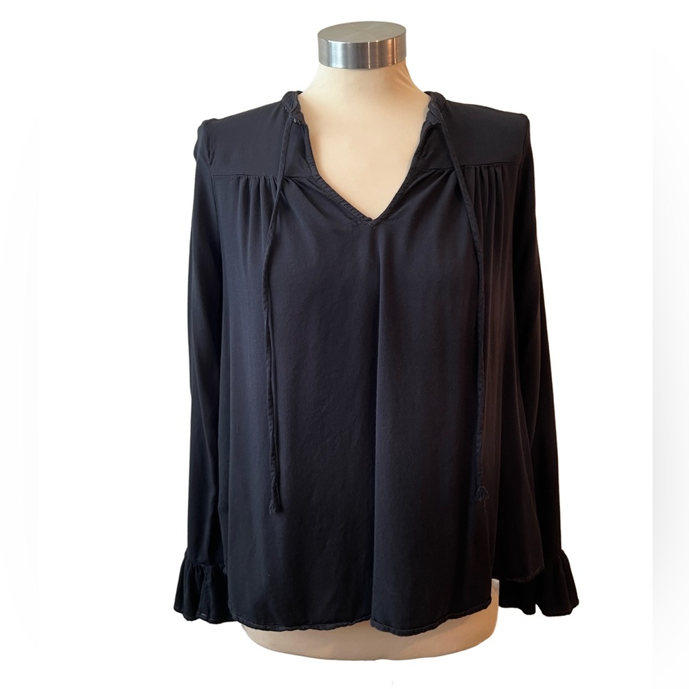 Peasant Blouse Michael Stars Stretch Ruffles Top Women’s size X-Small Ties